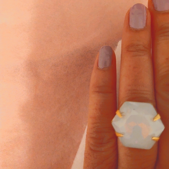 Opal ring hexagonal size 7 - Picture 3 of 5